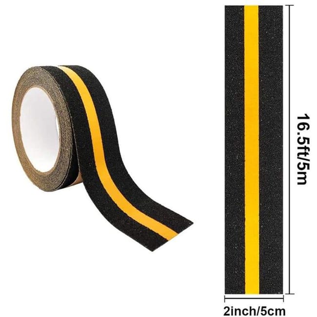 Nastro Antiscivolo Per Scale 10cm X 10m - Autoadesivo Per Interni/Esterni, Nero/Giallo - Foto 2