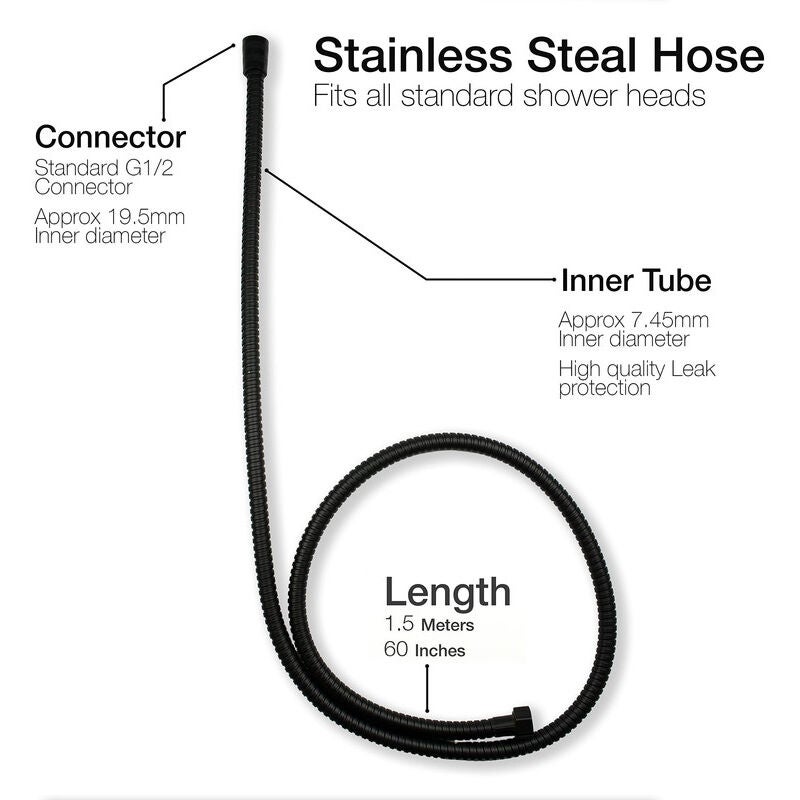 Tubo flessibile per doccia, tubo flessibile per doccia da 1,5 m (G1/2 pollice), tubo flessibile per doccia universale, tubo flessibile per doccia anti - 3