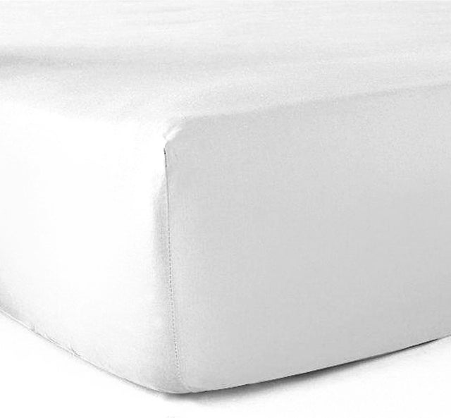Drap-housse 100% coton 57 Fils Blanc 120 x 190 cm - Bonnet 30 cm