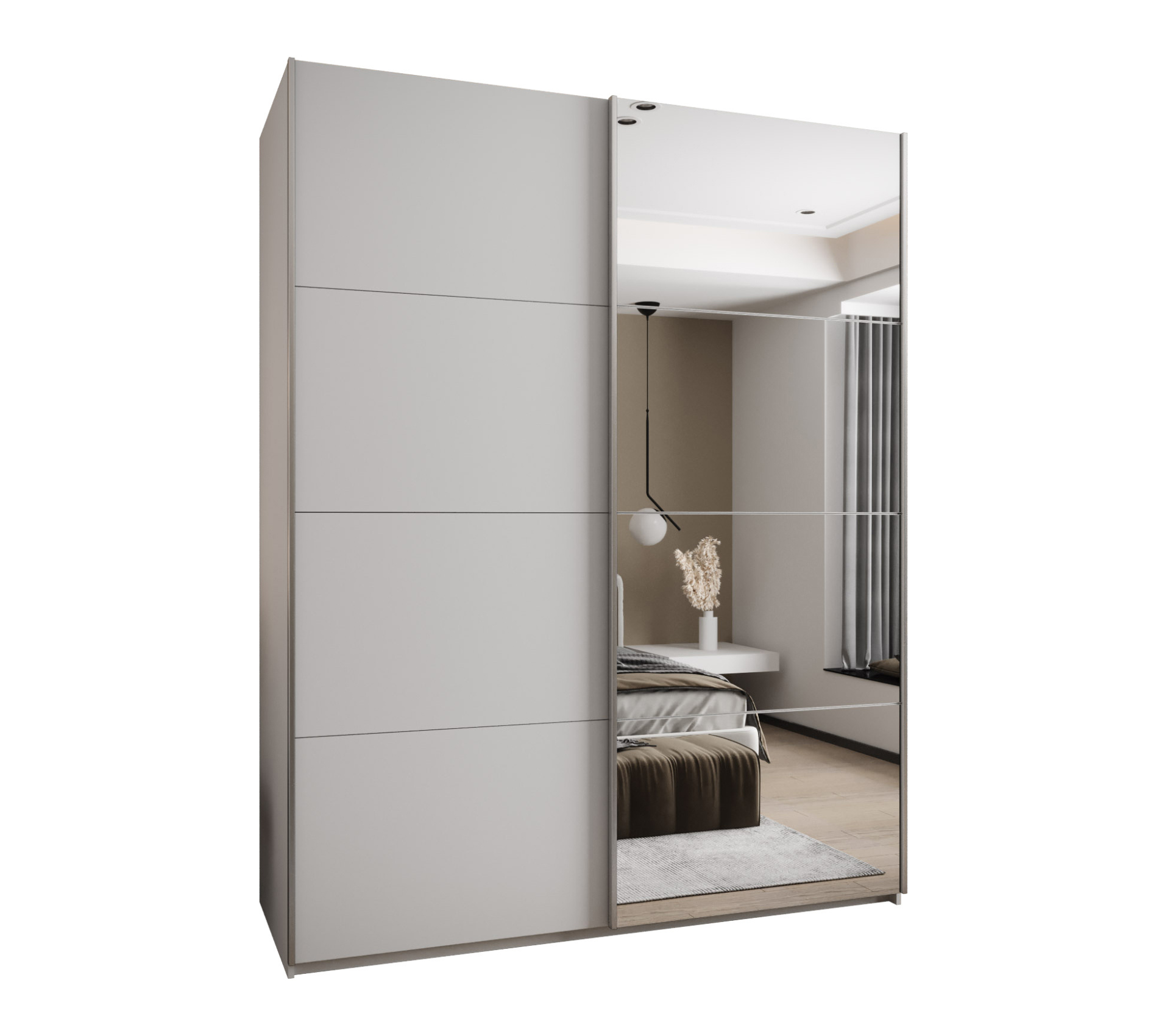 Szafa przesuwna wysoka Lux 3 200 x 64 x 245,5 cm biały + biały + u. srebrny - Abiks Meble