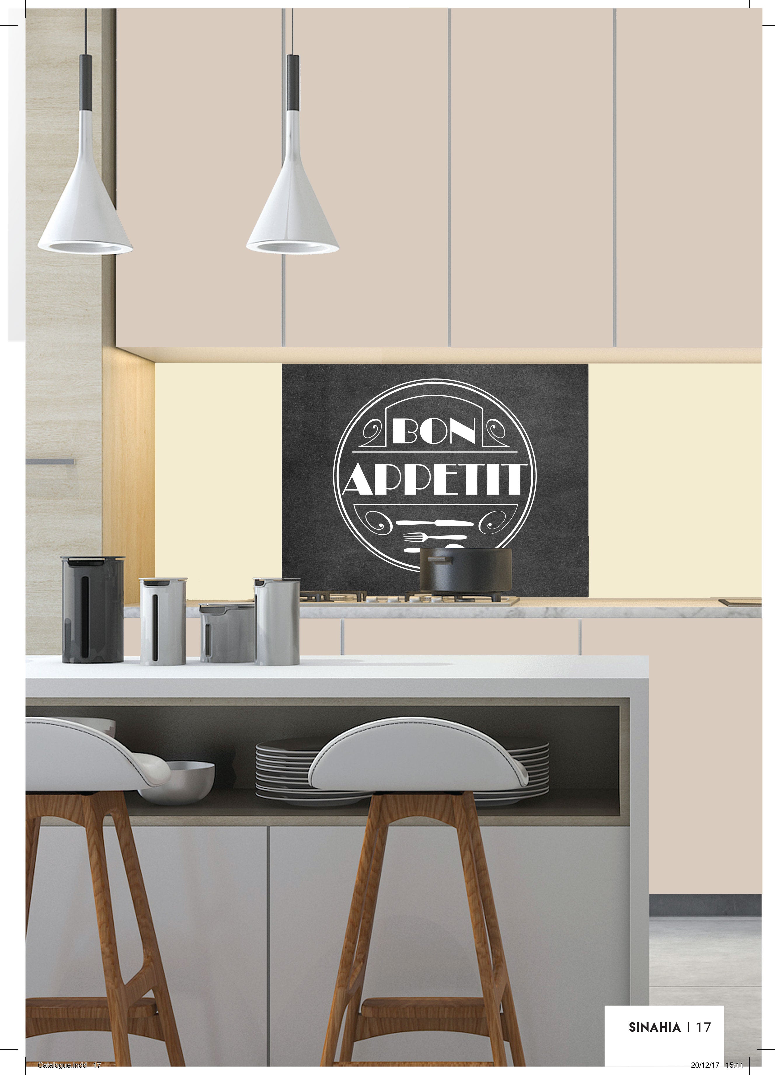 Crédence décorative SINAHIA slogan style bistro 900mmx700mm Ep 6mm verre securit - 2