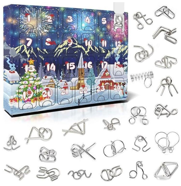 Calendriers de l'Avent puzzle en métal pour enfants et adultes, calendriers de compte à rebours de Noël - 2