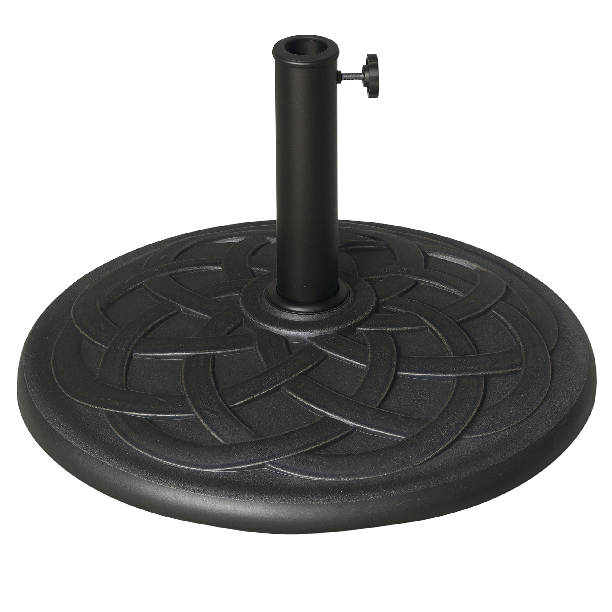Stojak na parasole okrągły, podstawa do ważenia parasoli z żywicy żeliwnej, imitacja wzoru rozety, średnica 54,5 cm, waga netto 19 kg