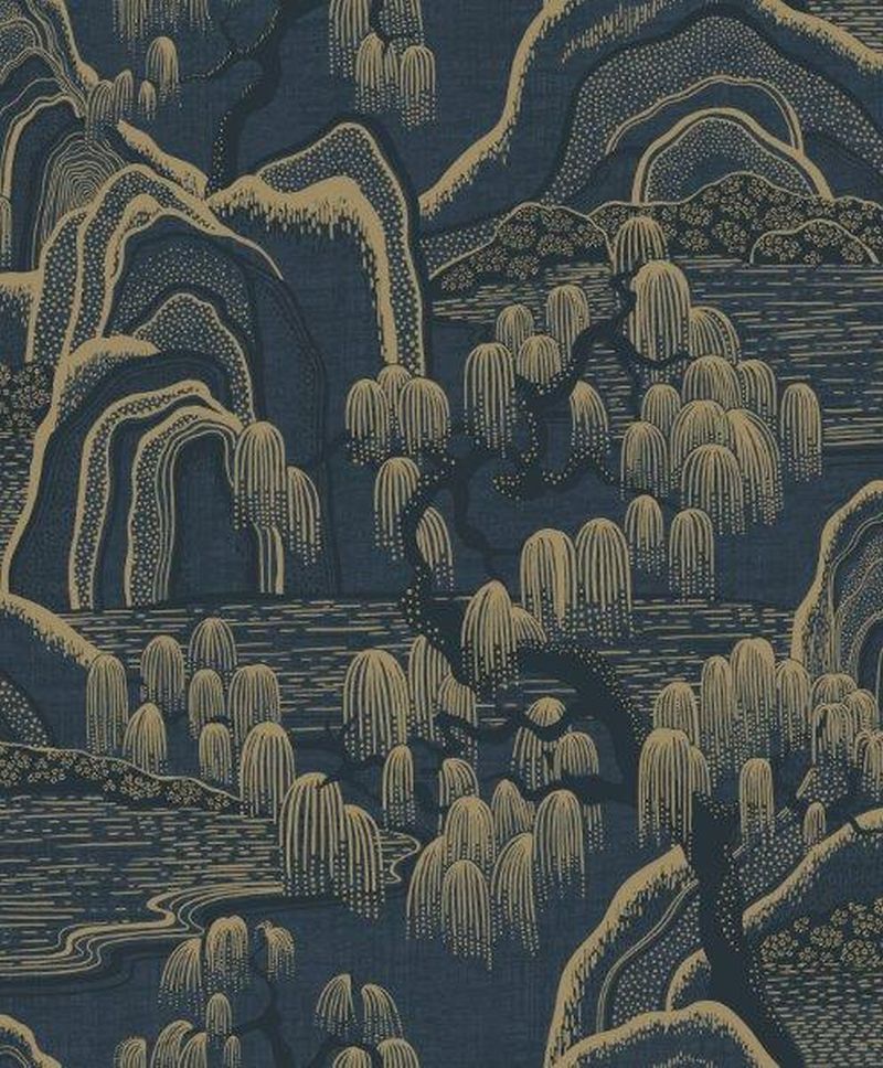 Papel pintado paisaje boscoso verde oscuro - 53 cm x 10.05 m - borastapeter
