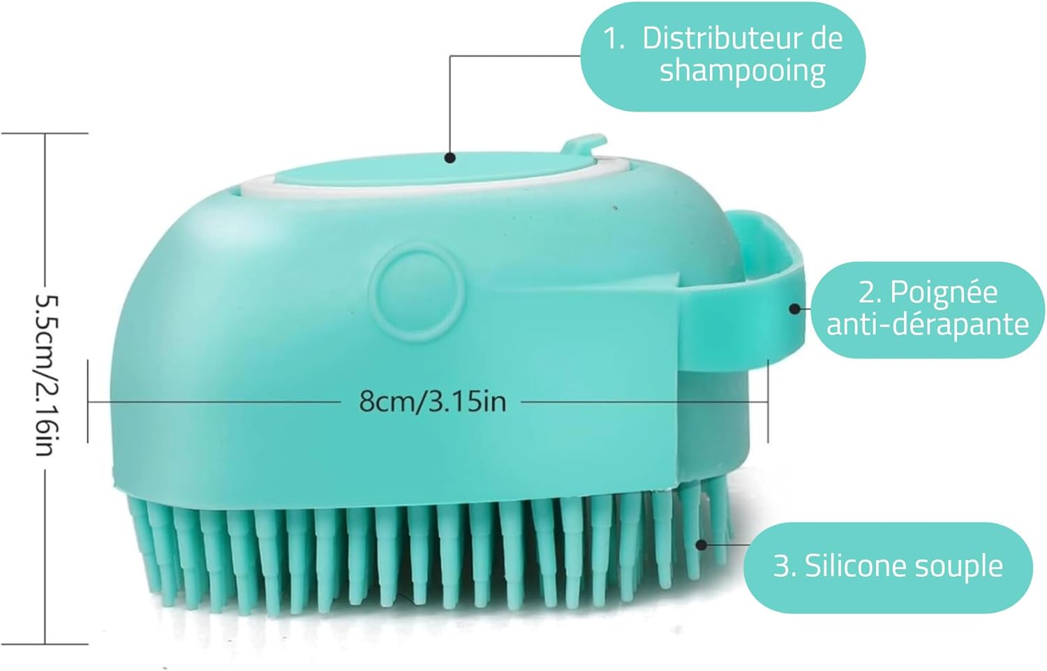 Iwobi Spazzola Per Massaggi Per Cani,Spazzola Da Bagno Per Animali Domestici,Spazzola Morbida In Silicone Con Shampoo Dispenser Doccia - copertina