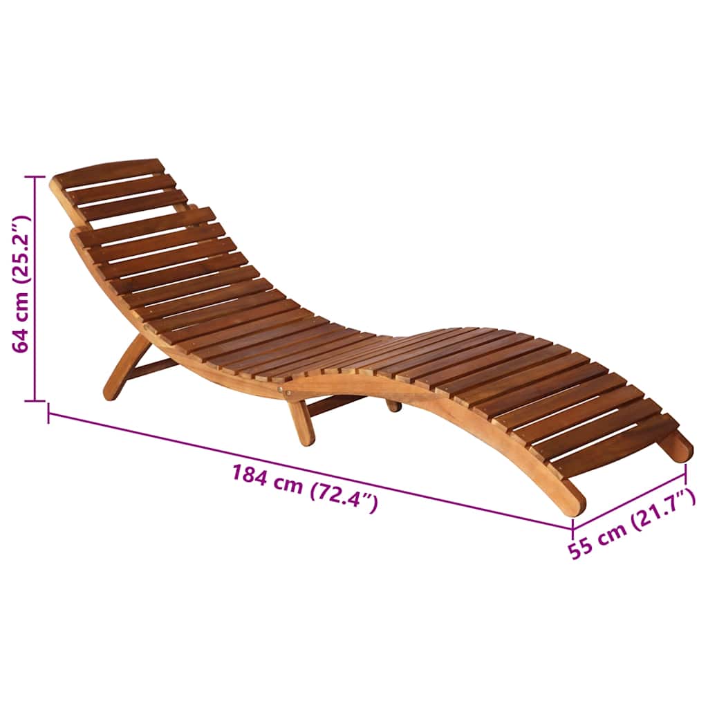 Chaise longue de jardin avec table et coussin Bois d acacia - 8