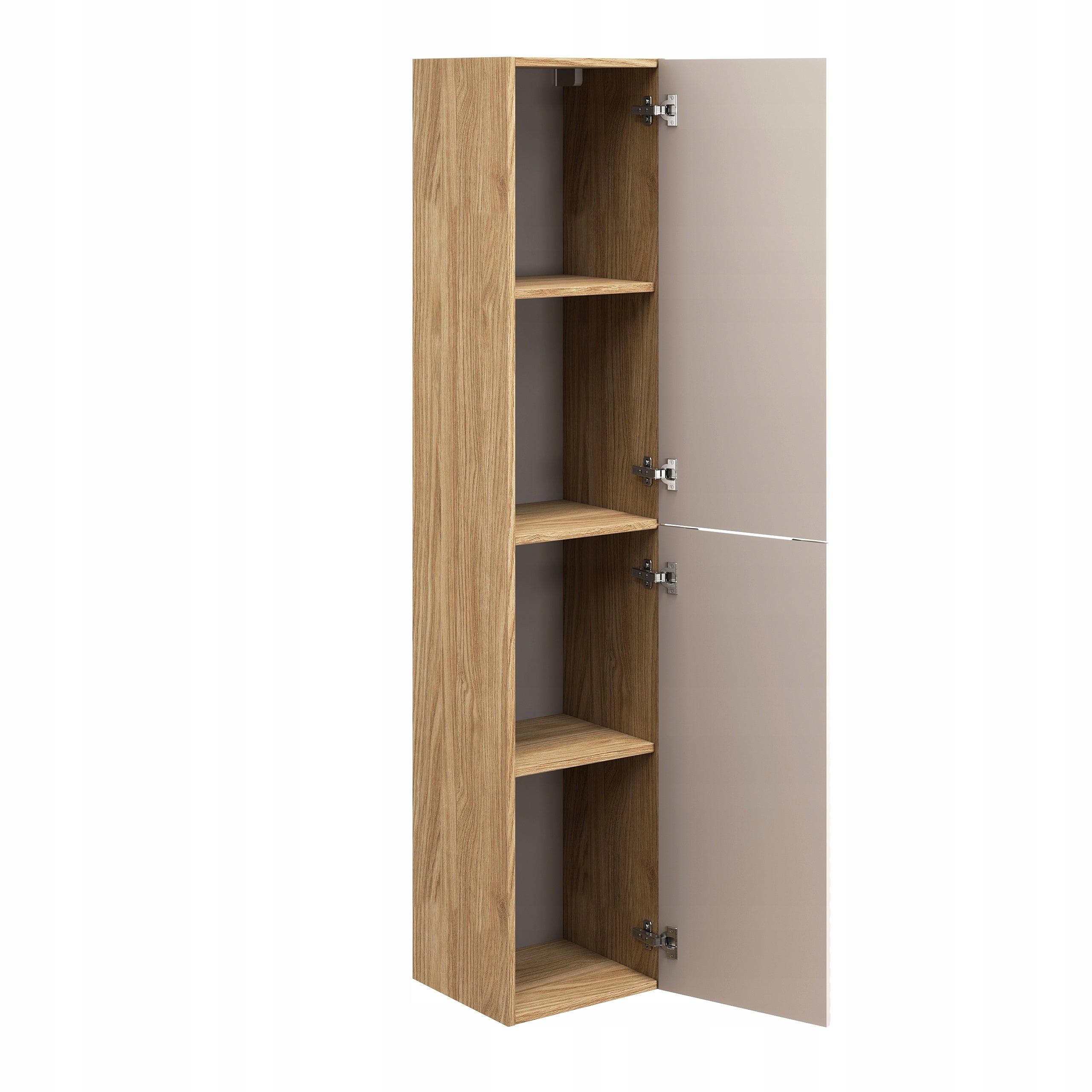 Słupek łazienkowy OCEAN 35 cm beżowy dąb olejowany front 3D MDF wiszący wysoki - 7