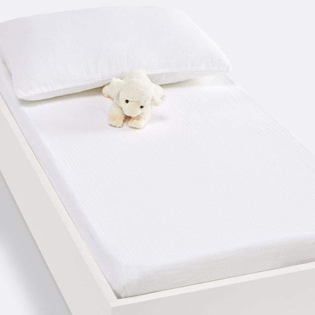 Drap-housse bébé gaze de coton uni, Kumla - Blanc - 70 x 140 cm