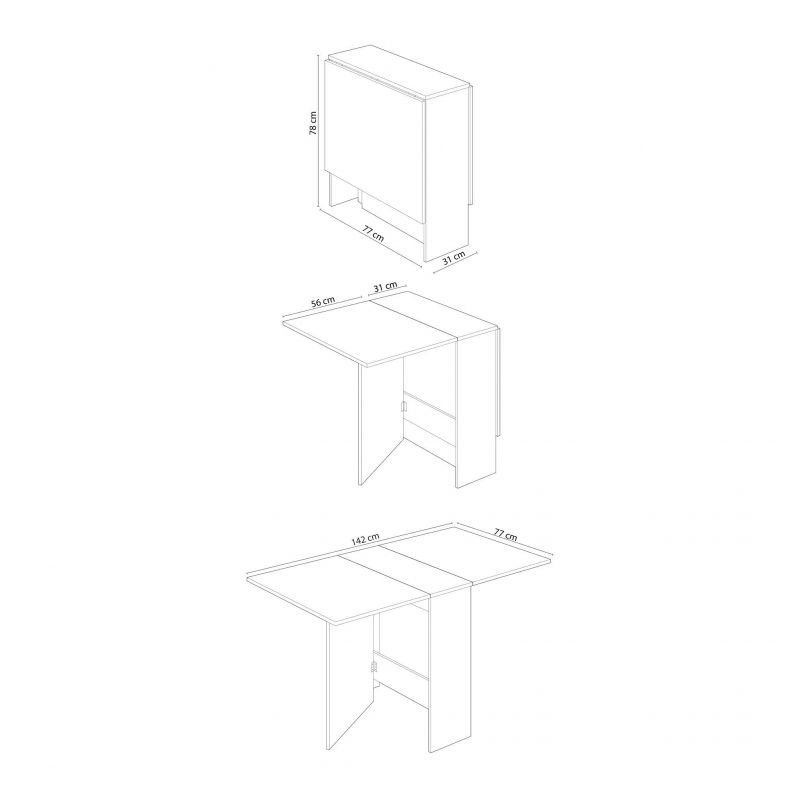 Tavolo da cucina ad ala battente Volare White Artik e Rovere canadese 78 A X 31 AN X 77 P - 8