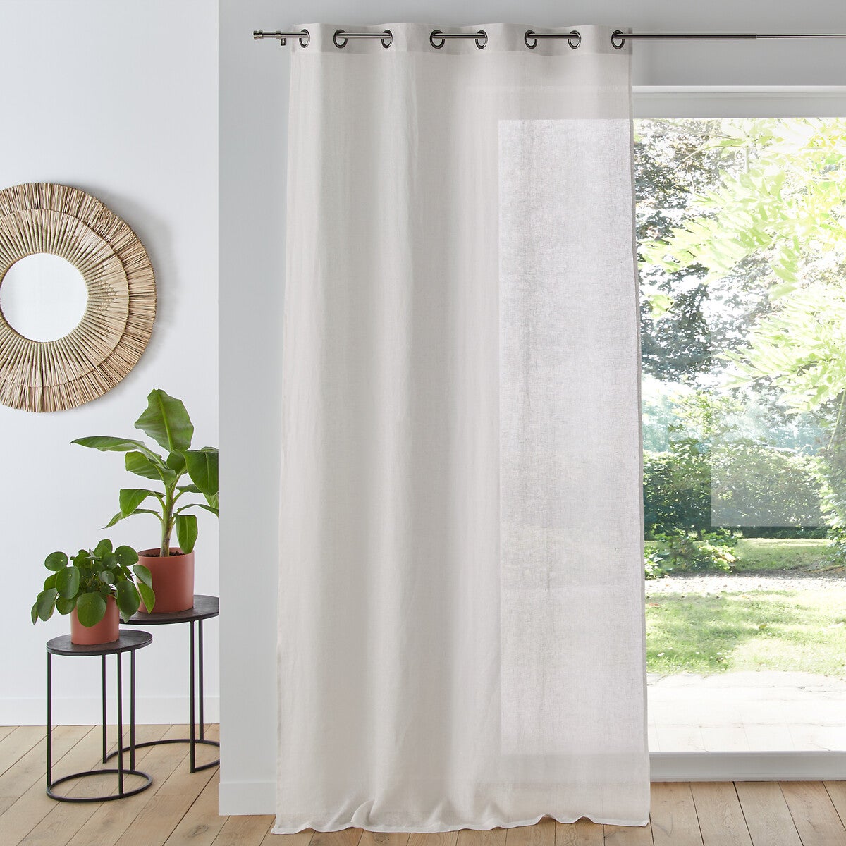 Voilage en lin à oeillets, Onega - Ecru - 260 x 135 cm | Leroy Merlin