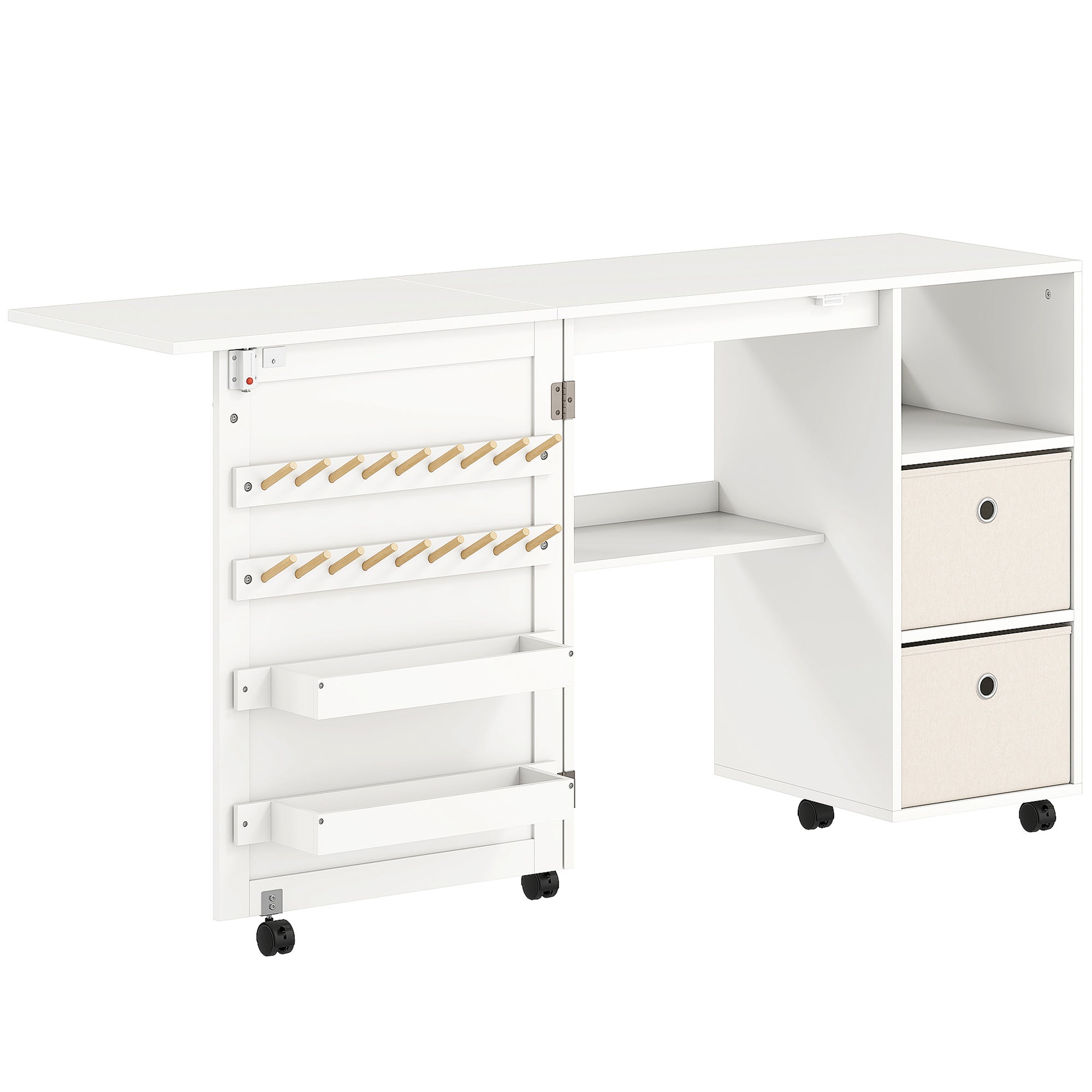 Table couture pliante 6 roues 18 chevilles 2 tiroirs 3 compartiments ...