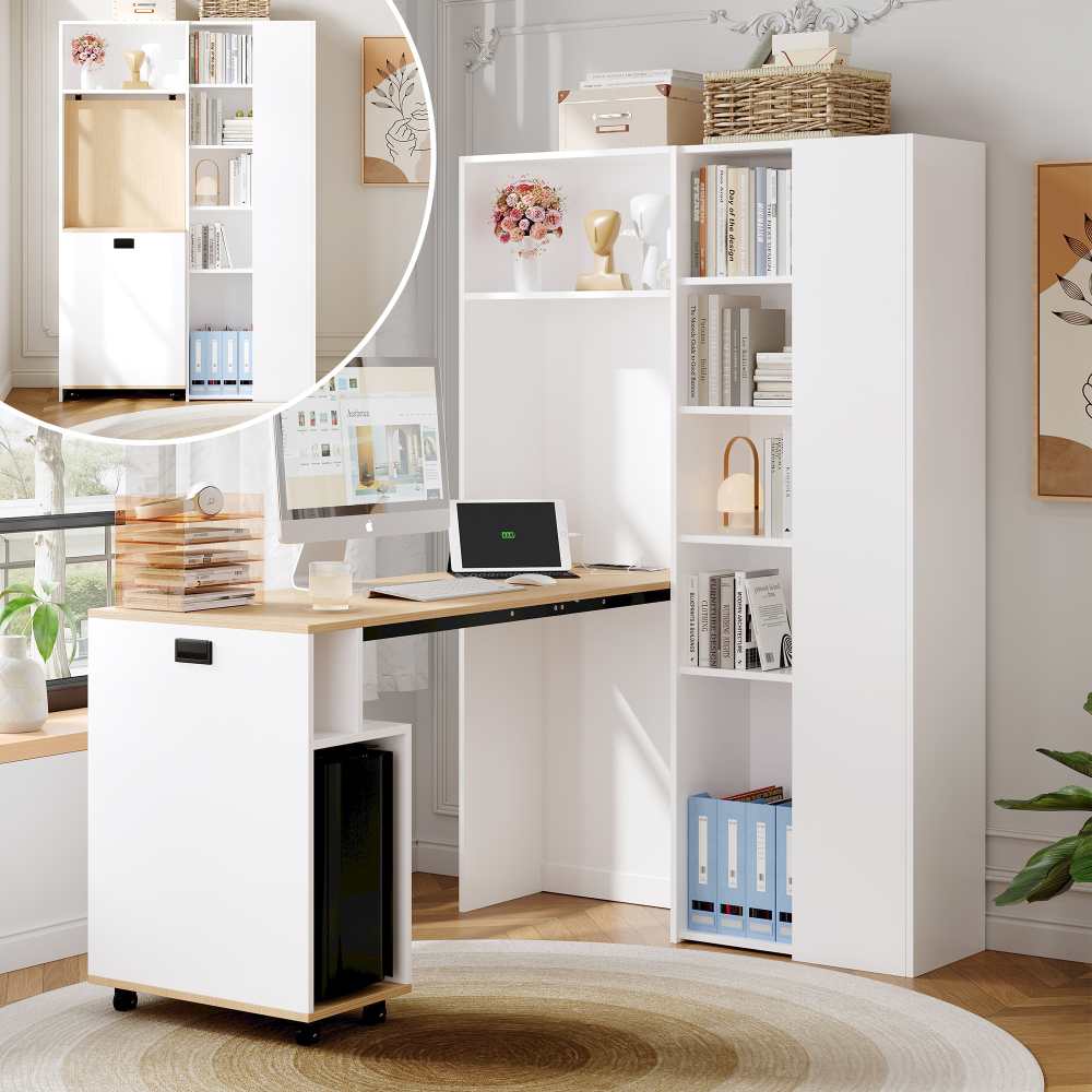 Bureau Pliable Avec tag res Meuble 2 en 1 Avec Espace De Travail 