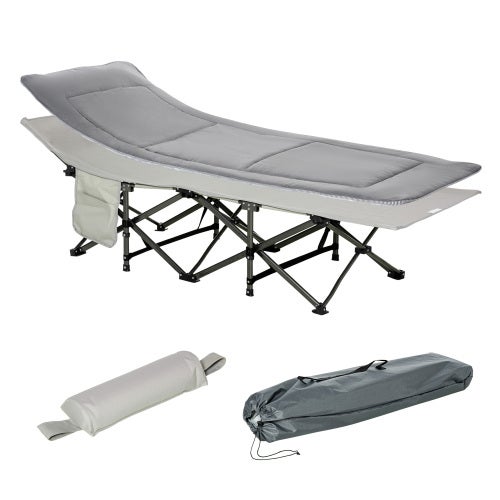 Lit De Camp Pliable 1 Personne, Poche Latérale, Sac De Transport Lit Pliant Leger Pour Randonnee Plage Charge 150 Kg 193 X 70 X 18 Cm Vert 96798286