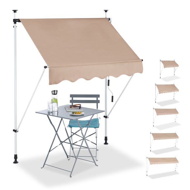 Tenda Da Sole Per Balcone Con Manovella - 300x120cm Senza Forare, Grigio - Foto 6