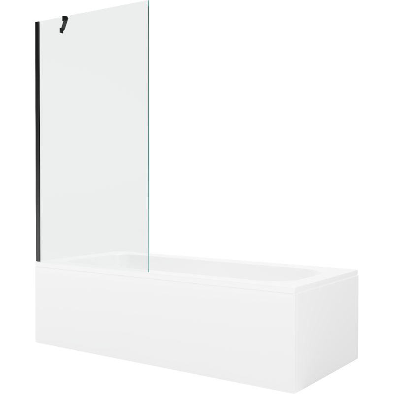 Mexen Vega wanna prostokątna 170 x 70 cm z obudową i parawanem 1-skrzydłowym 90 cm, transparent, czarny - 550117070X9509000070