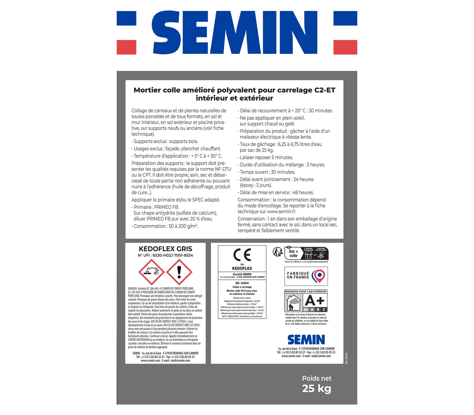 Mortier Colle Polyvalent pour Carrelage Kedoflex Gris Semin, Intérieur/Extérieur, sac de 25 kg - 6