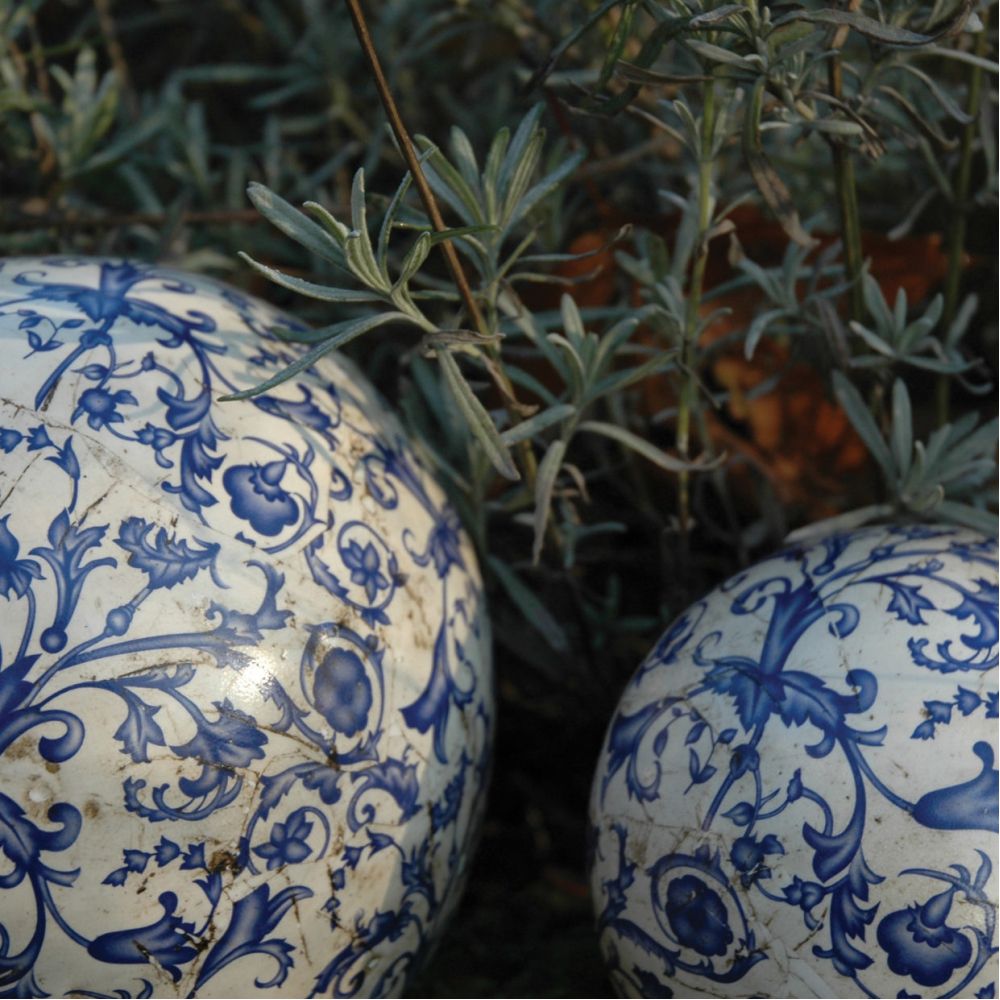 Boule en céramique Bleu 18 cm Esschert Design BV - 4