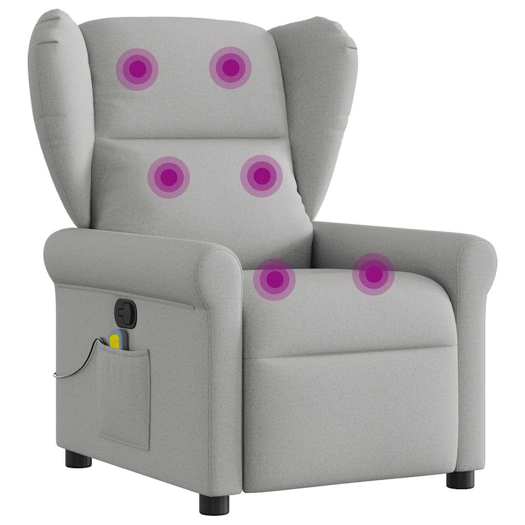 Fauteuil de massage | Fauteuil de relaxation | Chaise de relaxation inclinable gris nuage tissu CFW791126 - 7