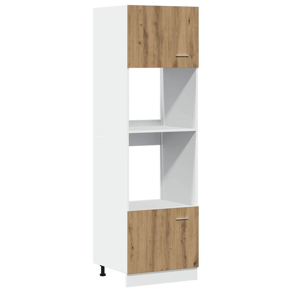 Colonne à micro-ondes Chêne artisanal 60 x 57 x 207 cm Bois d'ingénierie - 2