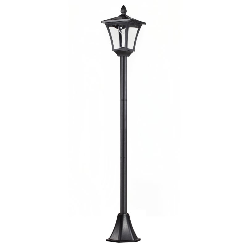 Latarnia ogrodowa LED solarna o mocy 40 lumenów, czarna, oświetlenie zewnętrzne z automatycznym czujnikiem, 18 x 18 x 160 cm