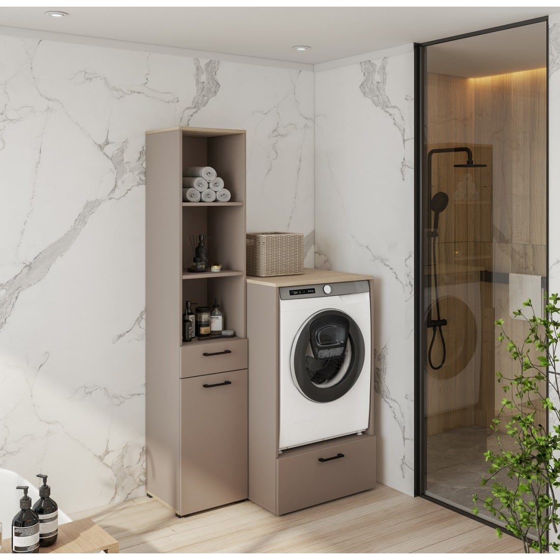 Ensemble de meuble de rangement pour machine à laver collection WASHING ...