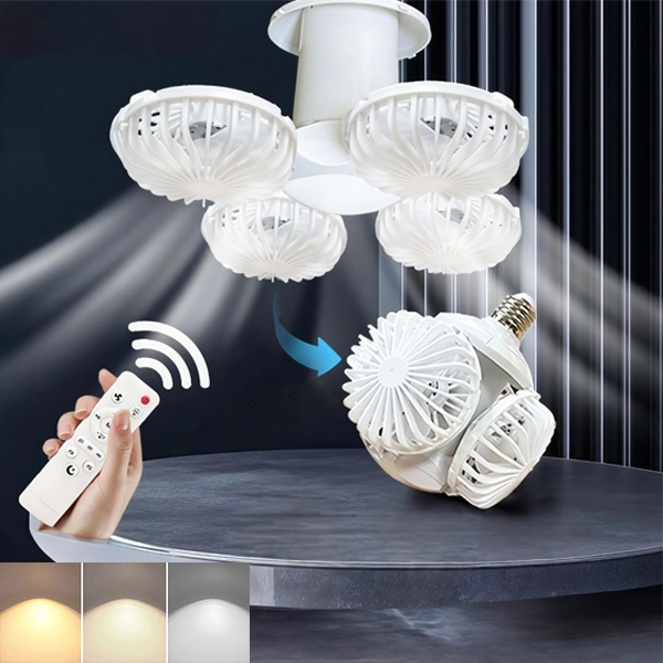 Ventilatore Soffitto Con Luce LED E Telecomando | 3 Velocit&agrave; + 3 Colori Luce | Timer | Bianco