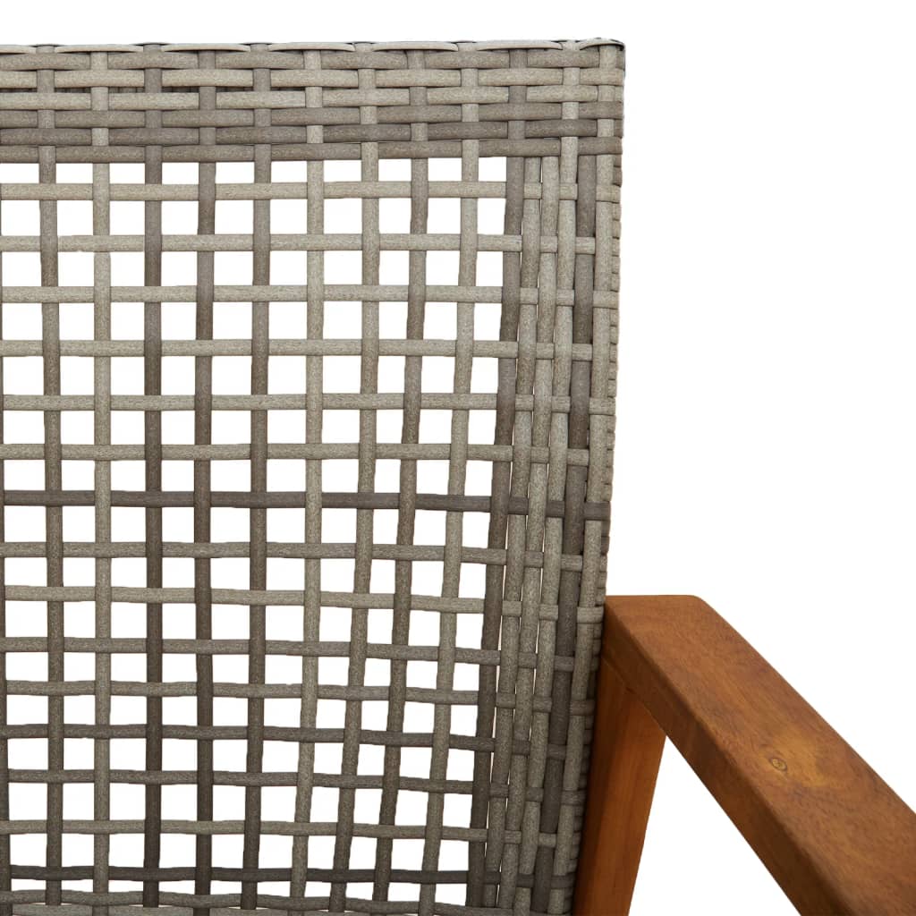 Banc de jardin gris 112 cm résine tressée et bois d'acacia vidaXL - 7