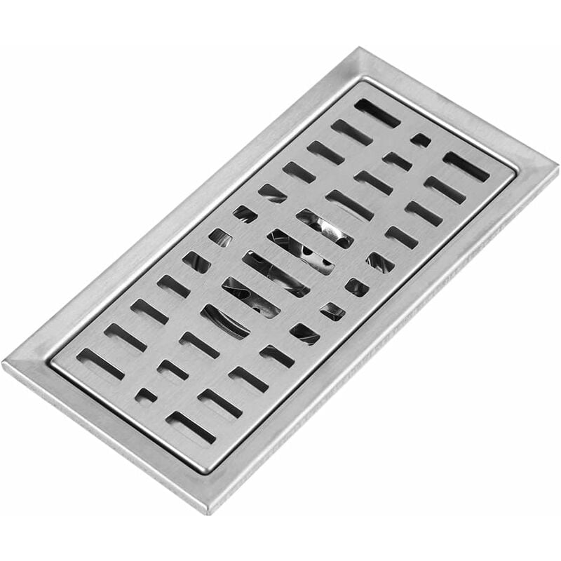 Prostokątny zlew z zdejmowaną pokrywą 200 x 100 mm, wykonany ze stali nierdzewnej, kratka odpływowa do łazienki, toalety, pokoju