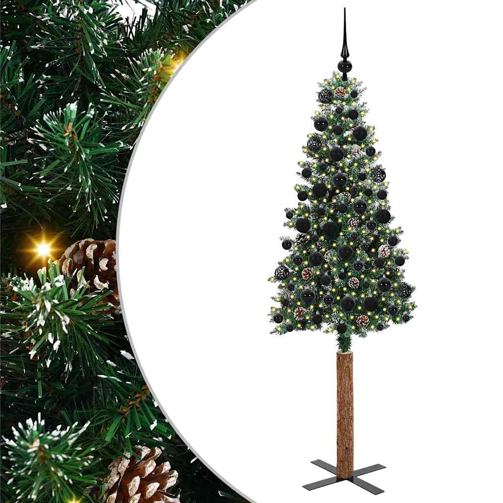 Szczupła Choinka z 300 diodami LED Zielony i Biały 180 cm