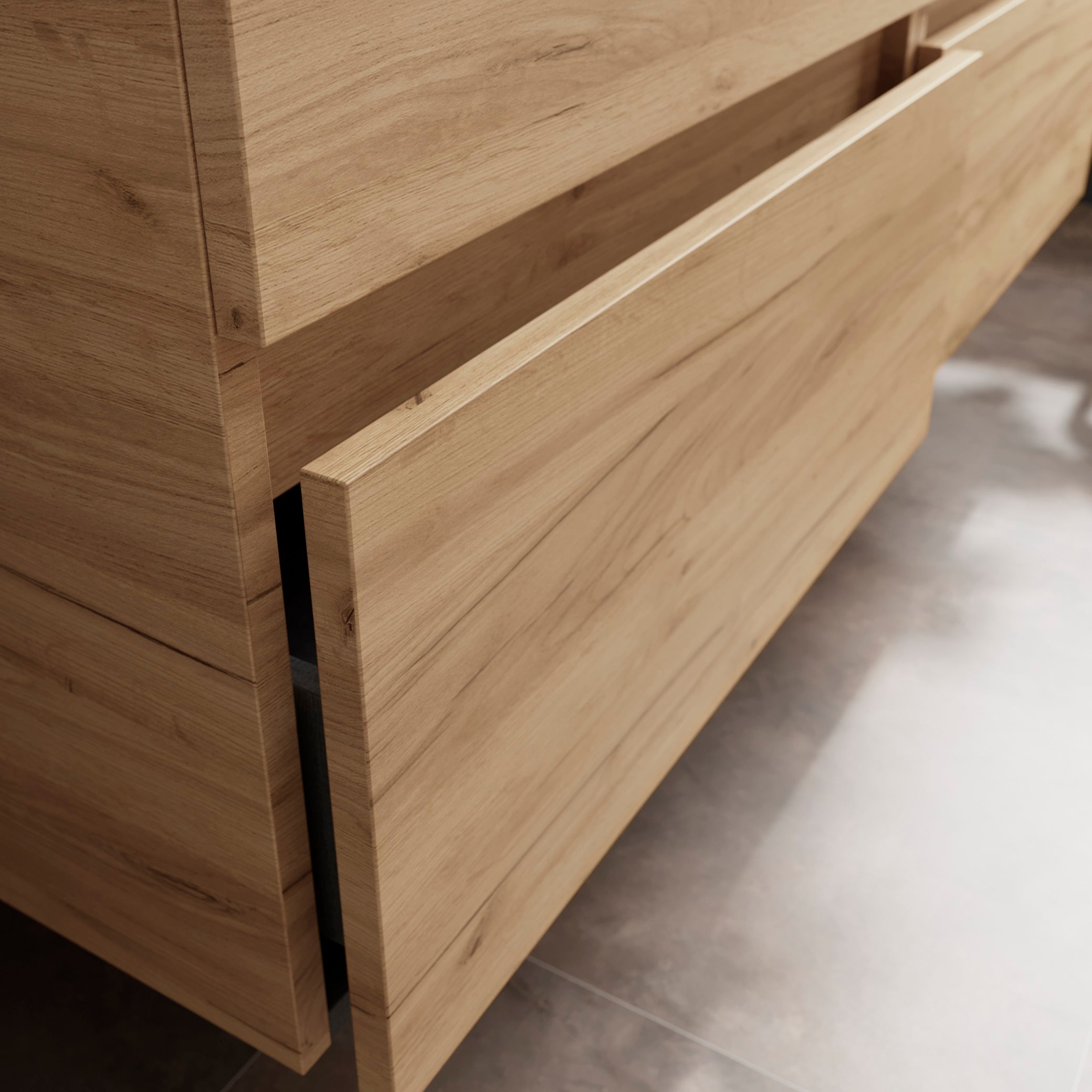 Meuble de salle de bain BEQUIA Plus 120cm Chêne | Vasque Porcelaine Centrale - 4
