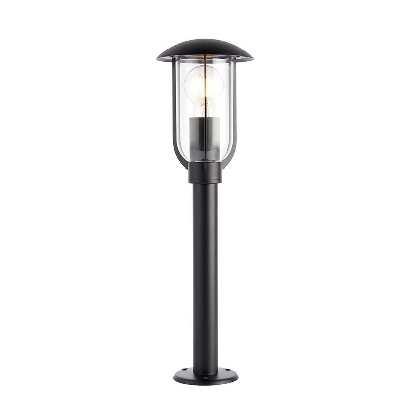 Lampa ogrodowa stojąca szklany klosz z daszkiem QUINN czarna 1xE27x10W aluminium wym:50x14,5x14,5cm IP44 Endon