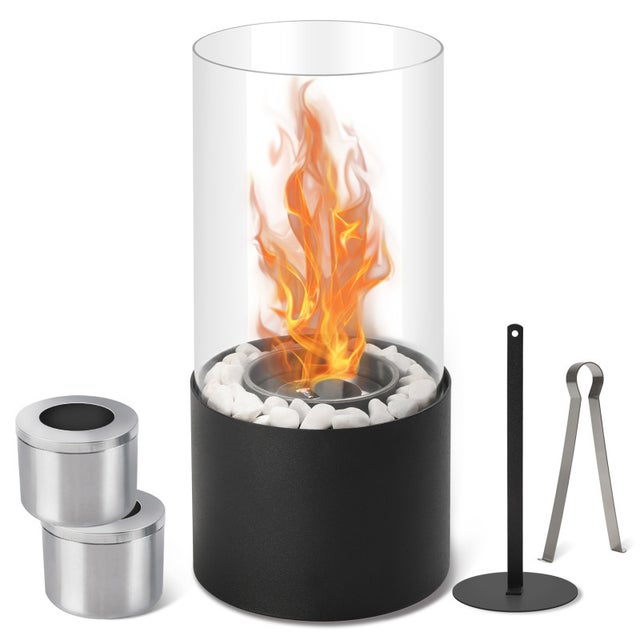 Cheminée de table pour intérieur et extérieur D 11,5 x H 26 cm Noir