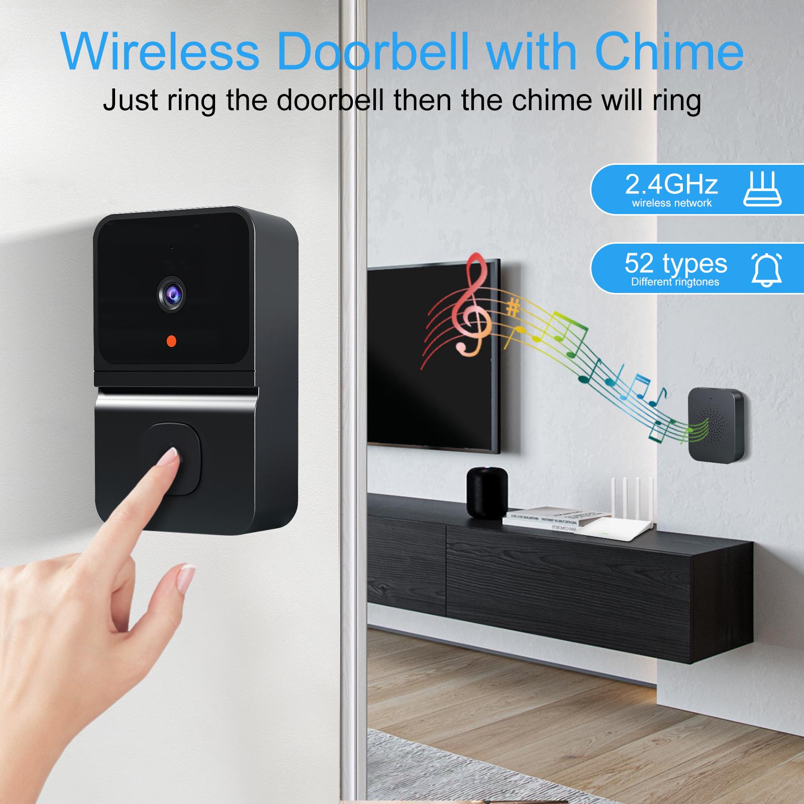 Caméra de sonnette vidéo intelligente sans fil, vision nocturne HD, WiFi, stockage cloud gratuit, audio bidirectionnel, contrôle par application - 3
