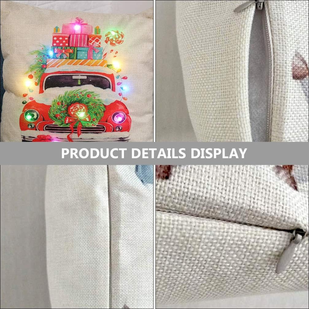 Federa con luce natalizia a LED 45*45 cm, federa per cuscino natalizio, federa con luce a LED, federa per cuscino per divano country, vacanze invernal - 2