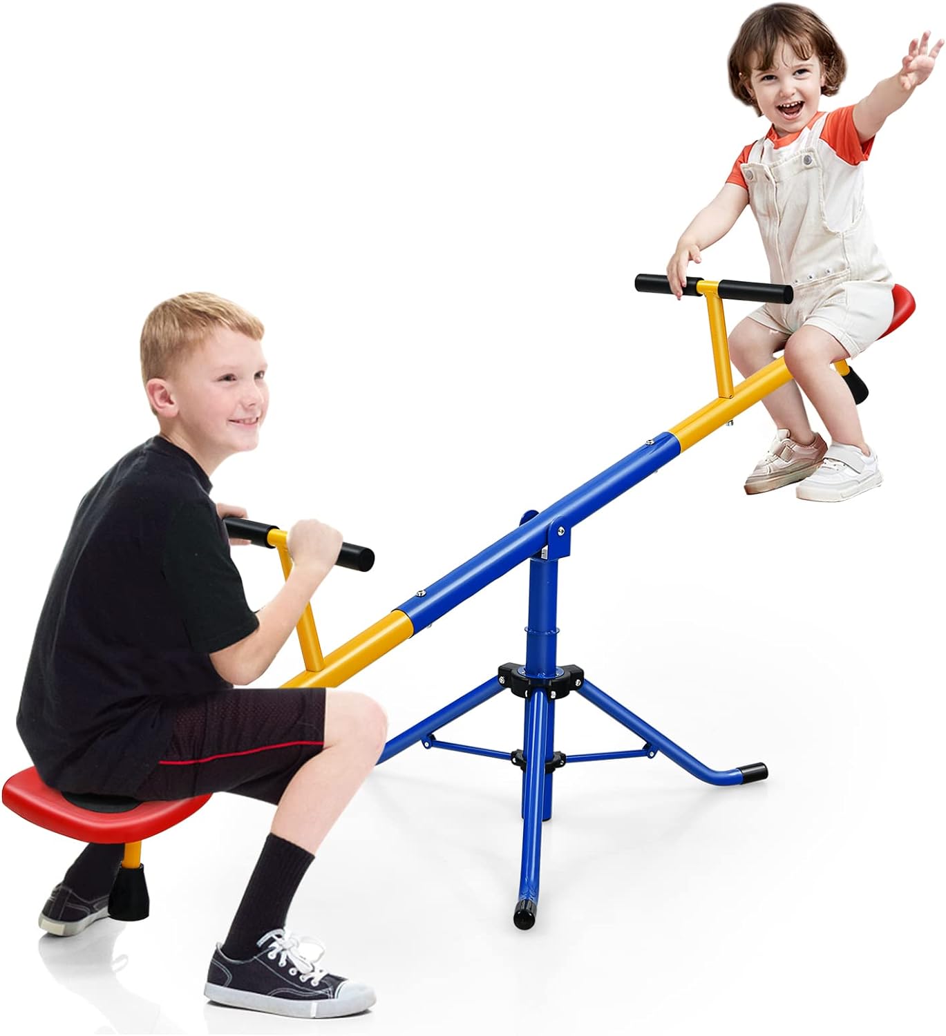 Huśtawka Obrotowa dla Dzieci, Huśtawka Obrotowa z Ergonomicznymi Siedziskami i Uchwytami Antyupadkowymi, 182,5 x 80 x 71,5 cm