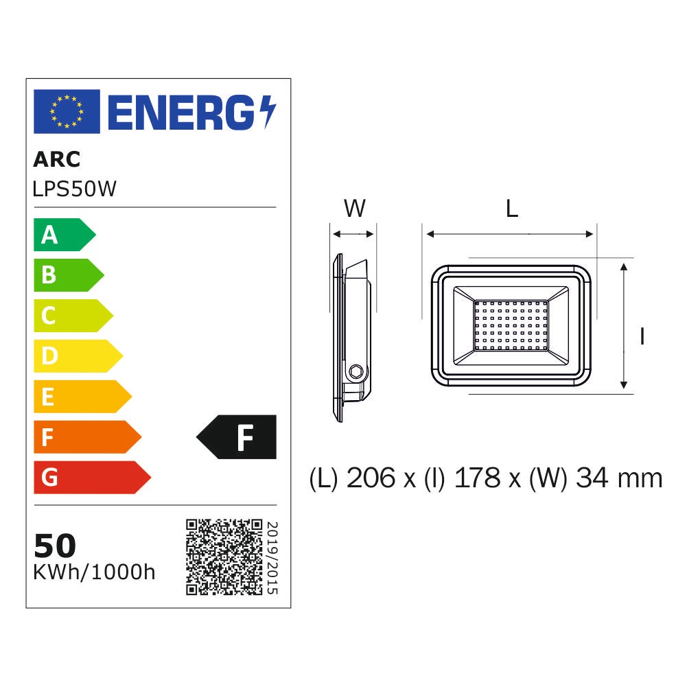 Projecteur LED 50W / 4500lm / 4000K - IP65 / IK10 - garantie 5 ans - 6