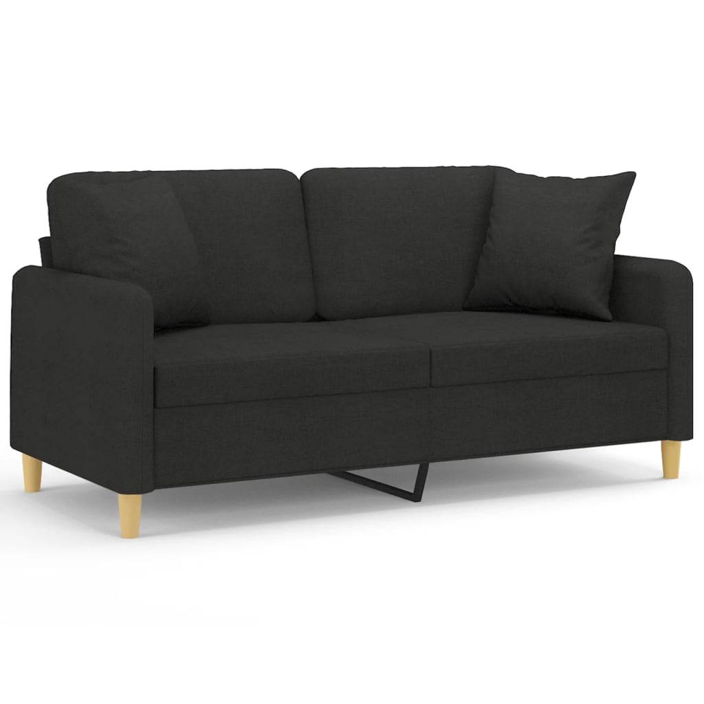 Sofá de 2 plazas | sofá de salón | sofá de descanso con cojines tela negro 140 cm cfw18589