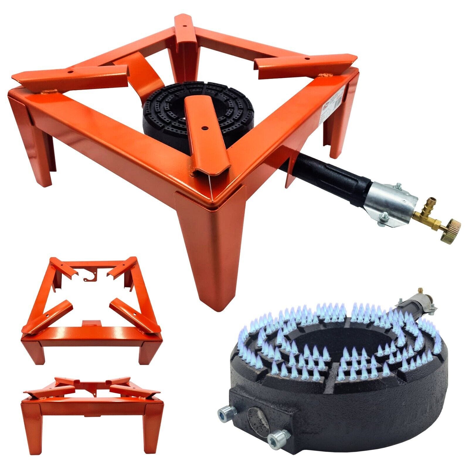 Fornello A Gas Da Campeggio 30x30 Cm - Bruciatore In Ghisa, 4 Piedi, Perfetto Per Outdoor - Foto 6