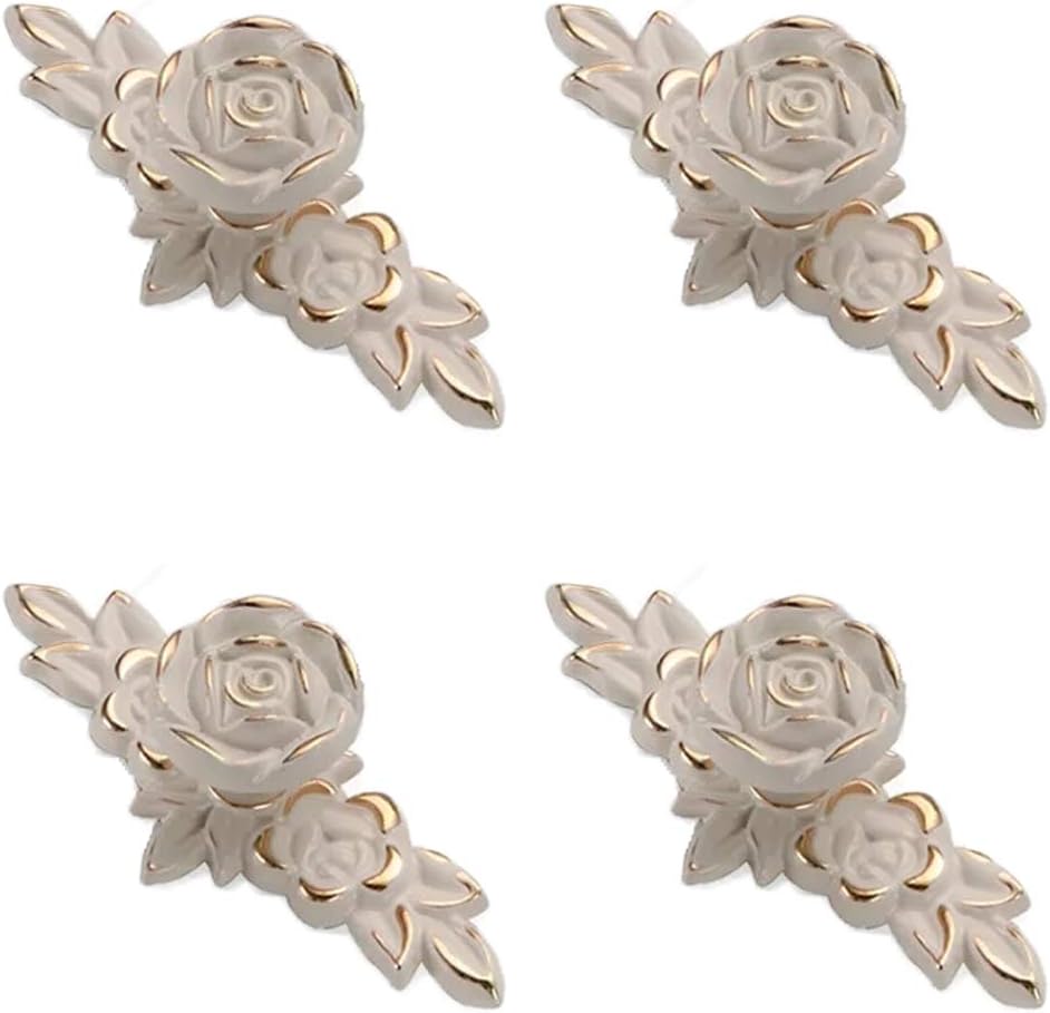 Zestaw 4 gałek do szafek Euro Rose z tylnymi płytkami, uchwyty do szuflad kuchennych ze stopu cynku w stylu vintage do komody,