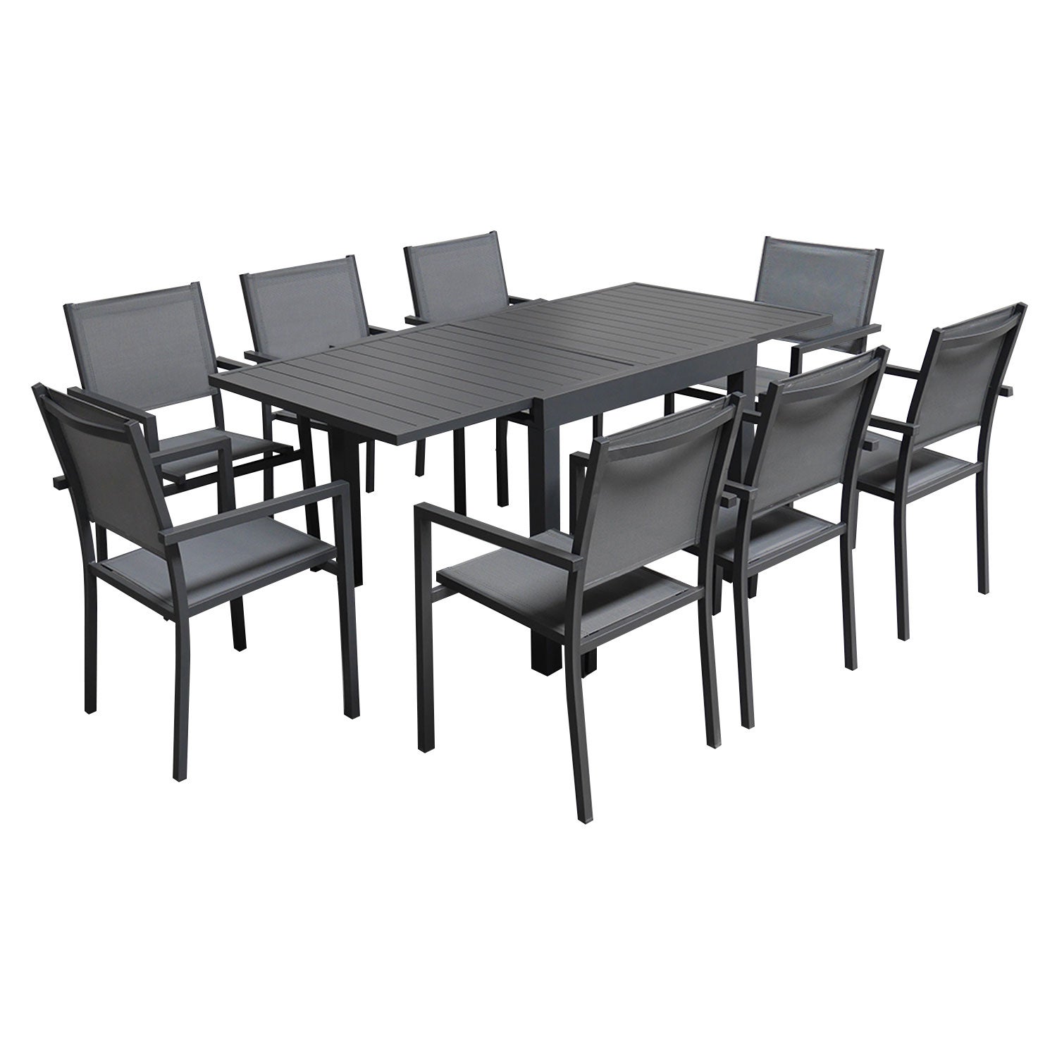 Salon de jardin 8 places gris et aluminium anthracite extensible 90/180 VENEZIA - 2