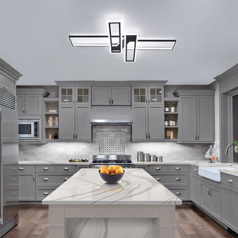 COMELY Plafonnier LED Moderne Rectangulaire 72W 8100 lm, Luminaire Plafond Design Géométrique pour Salon Salle à Manger Bureau - 6