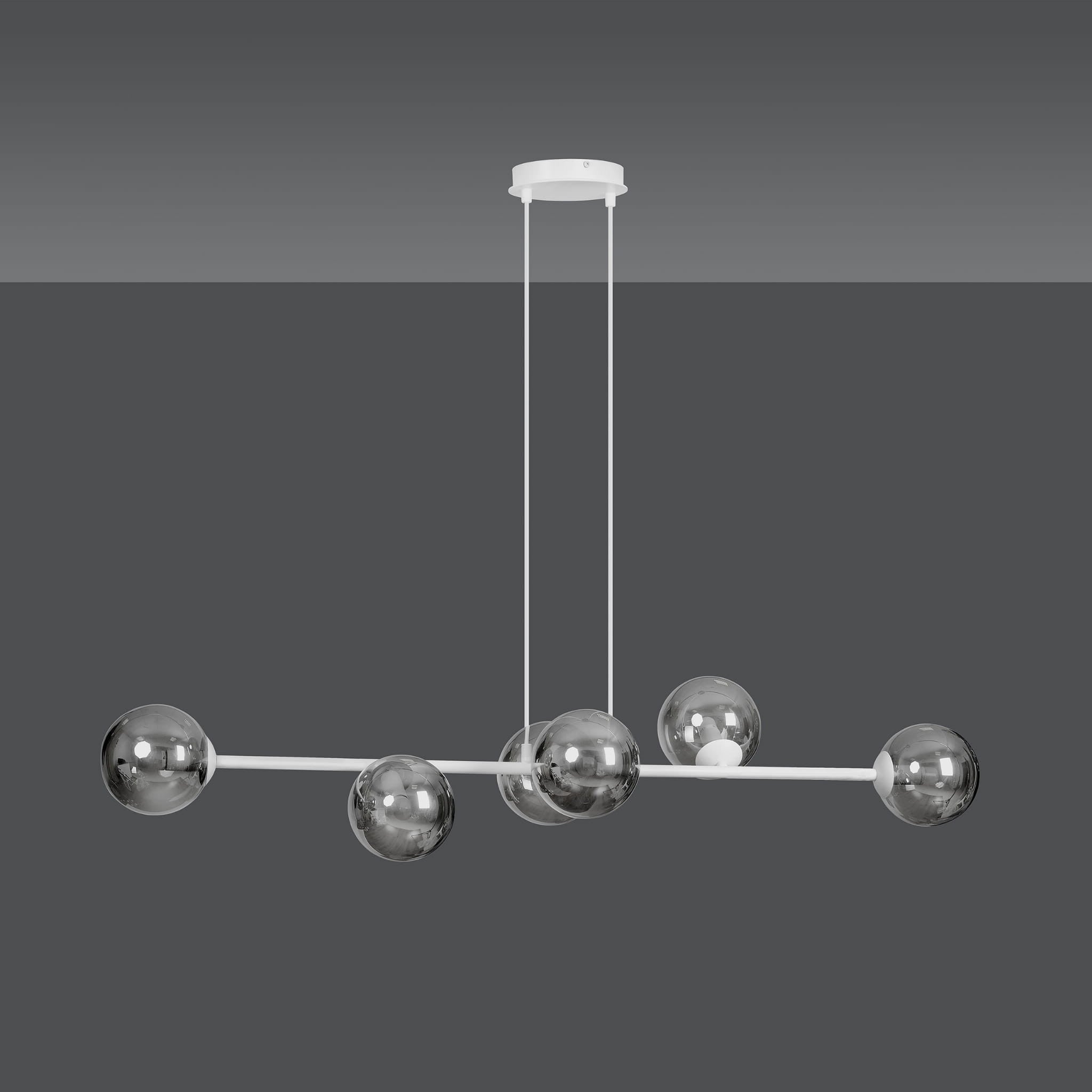 Lampa wisząca Rossi biała dymiona 6xE14x10W wym: 100 x 110 cm szkło Emibig - 2