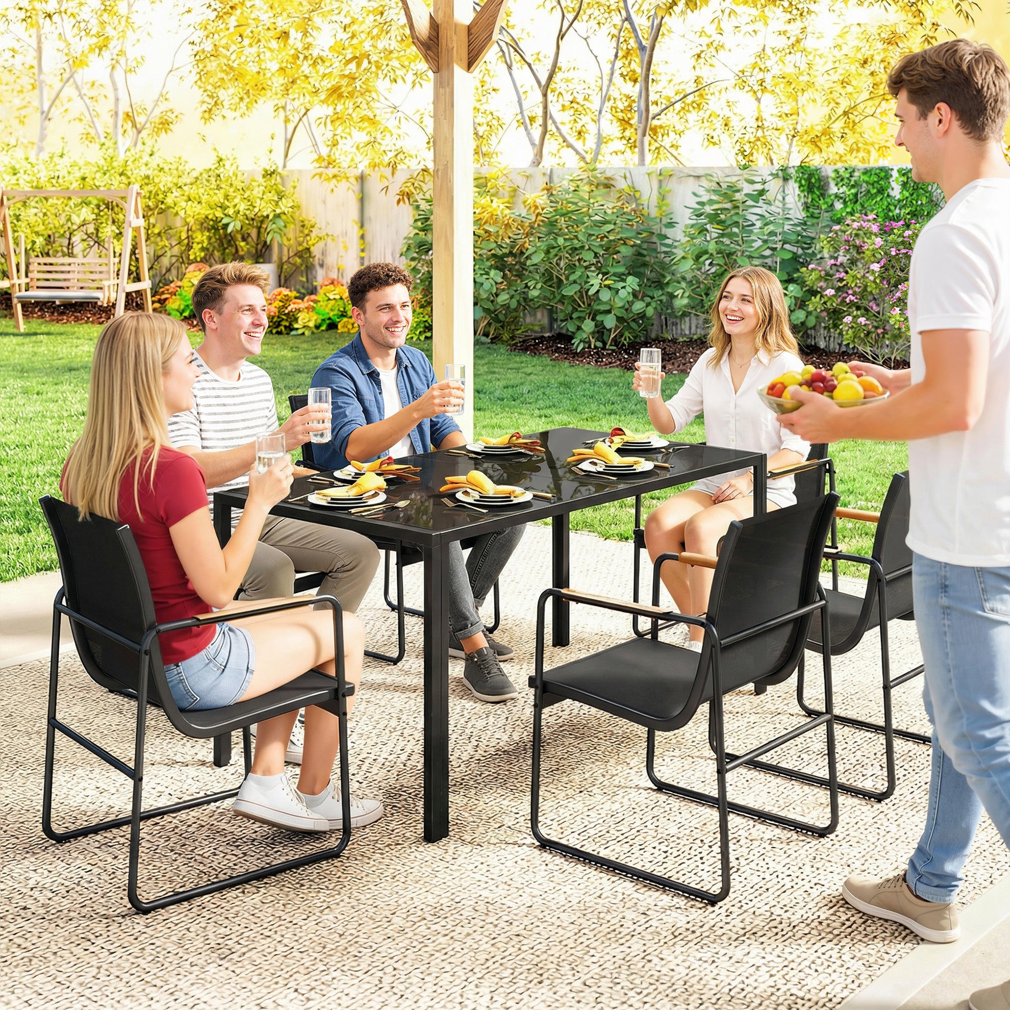 Ensemble de Salle à Manger de Jardin acier galvanisé Outsunny - 9