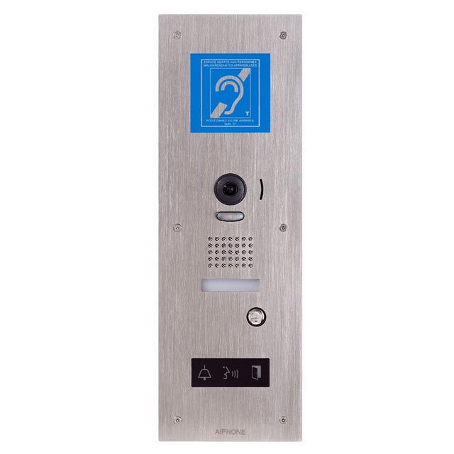 aiphone jpdvflbm | jpdvflbm platine vidéo inox encastrée avec synthèse vocale, pictos lumineux & boucle magnéti