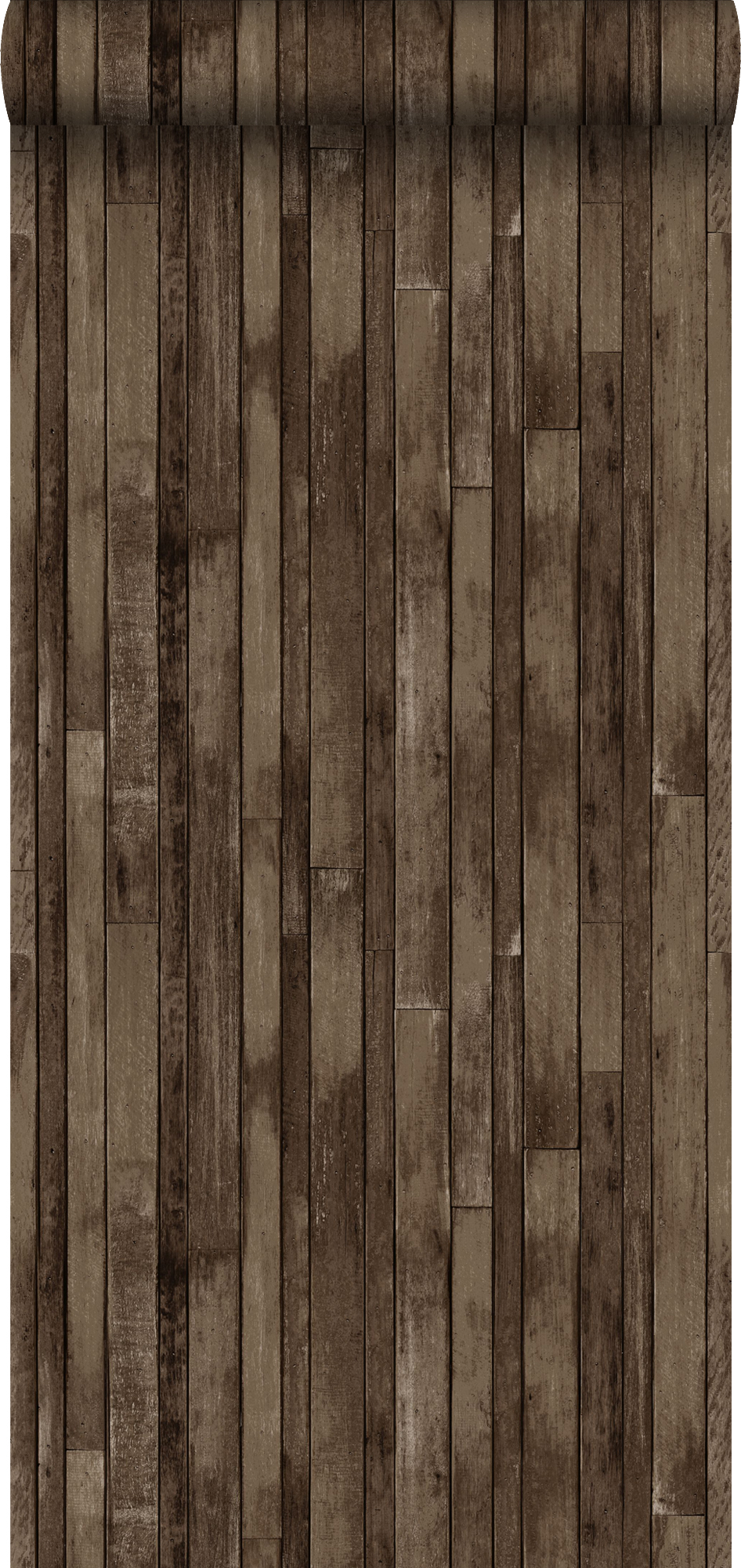 Papel pintado madera de desecho marrón oscuro - 53 cm x 10.05 m - estahome