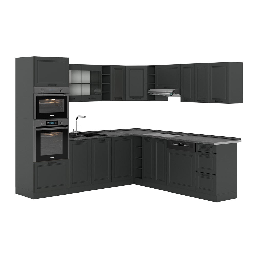 Vicco Kuchnia narożna R-Line, Antracytowy dom wiejski/antracyt, 247 x 60 cm , BP Antracyt