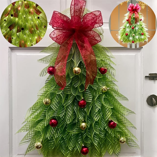 Grinalda de arco para decoração de árvore de Natal, com luzes luminosas Grinalda de árvore de Natal, para decoração de porta, cerca, janela