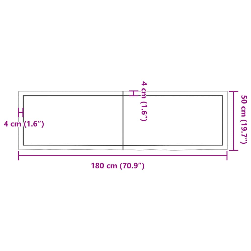 Plateau de table en bois de chêne traité marron clair 180x50x(2-4) cm- COMFORTXL - 9