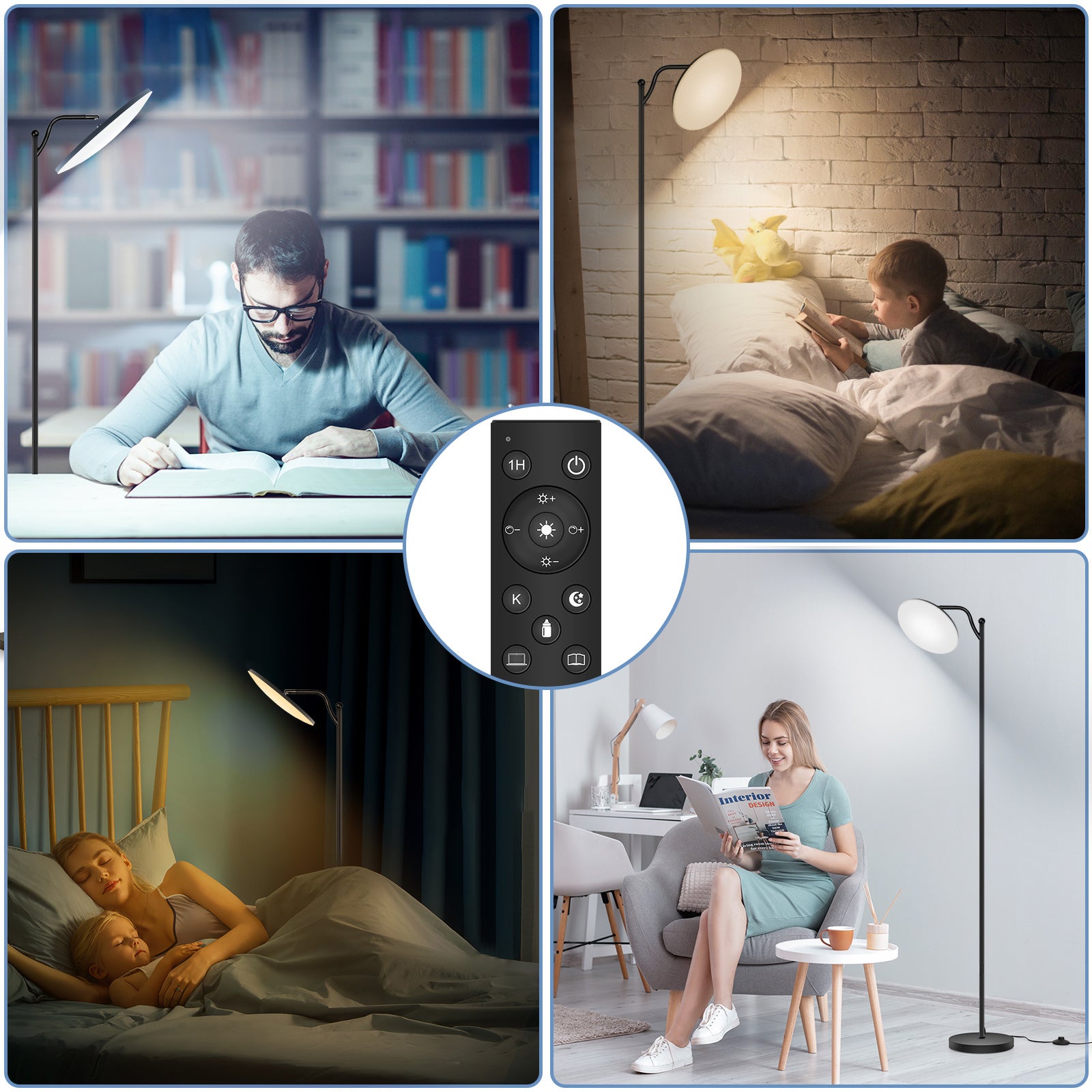 LOVHAUS Lampe sur Pied pour Salon 32W, Lampe de Sol à Intensité Variable avec Télécommande, 2700K-6500K, LED Lampadaire à Intensité Variable - 6