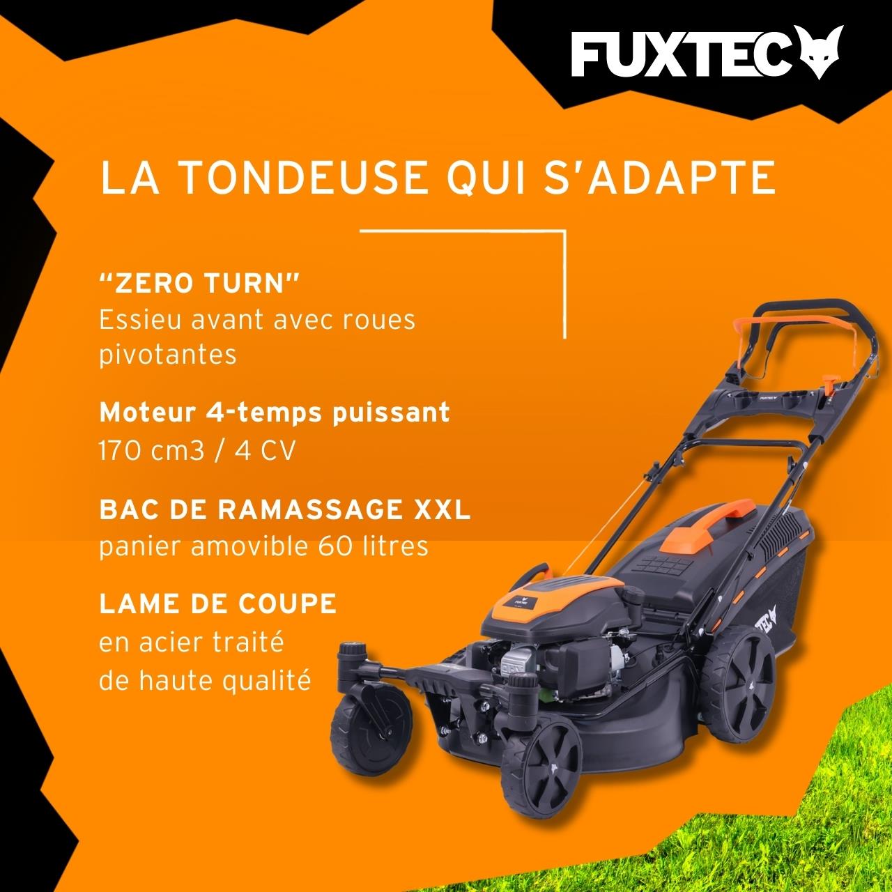Tondeuse à gazon thermique autotractée FUXTEC FX-RM5170agile – 51 cm – 170 cm³ – 60L – Roues pivotantes – Easy Clean – Mulching - 5
